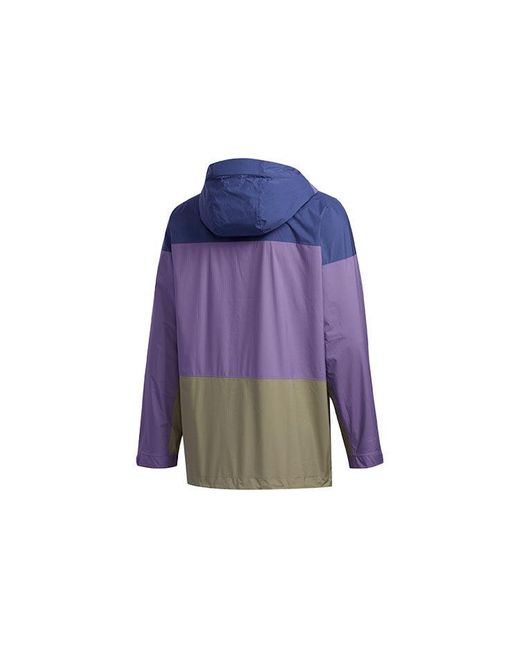 Adidas Purple Terrex Xplr Rain 2.5 J Outdoor Sports Waterproof Colorblock Hooded Jacket for men