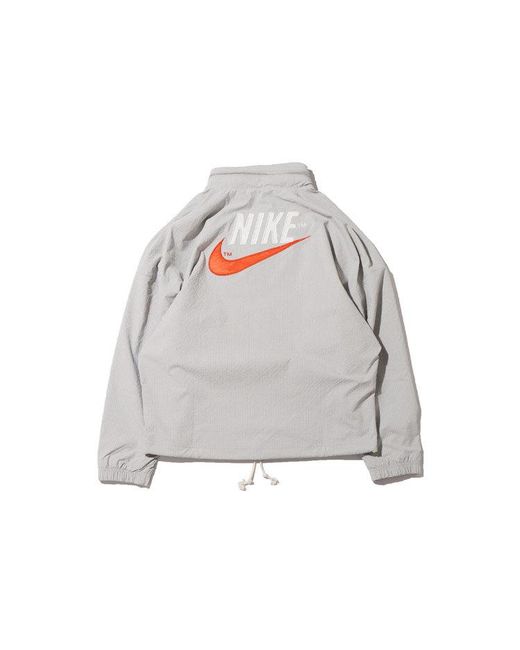 Nike Gray Sportswear Alphabet Logo Woven Jacket Light Mineral for men