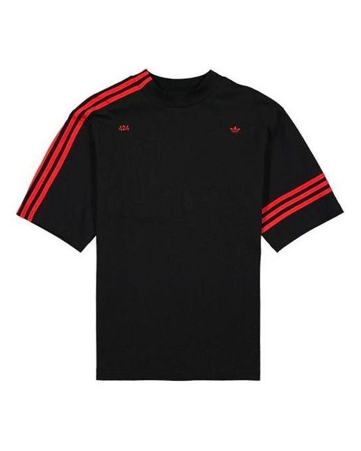 Adidas Black Originals X 424 R.Y.V. Tee Crossover Ribbed High Collar Loose Short Sleeve for men