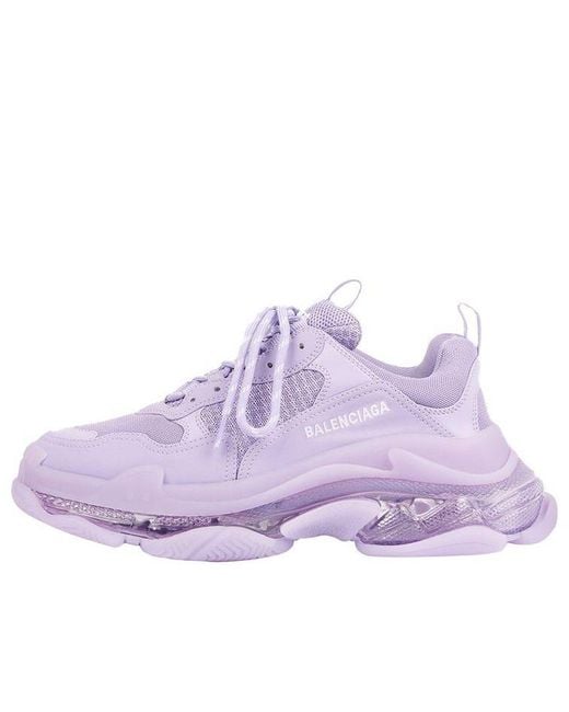 Balenciaga Purple Triple S Clear Sole Sneakers In Mesh And Nylon