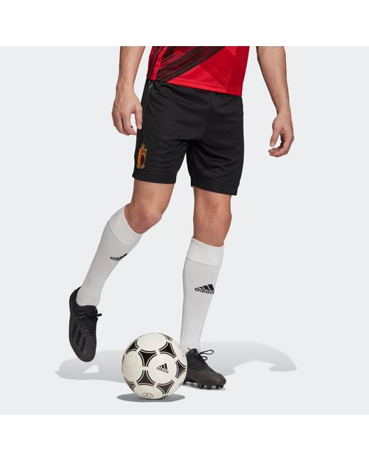 Adidas Black Rbfa H Sho European Cup Belgium National Team Home Soccer/Football Sports Shorts for men