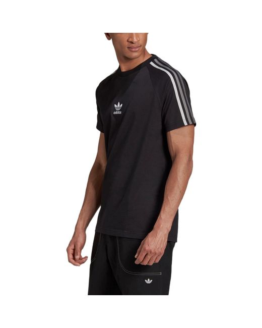 Adidas Black Originals Stripe Logo Micro Mark Round Neck Casual Short Sleeve for men