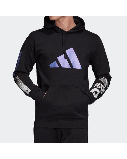 Adidas Blue Logo Printing Casual Hooded Sports for men