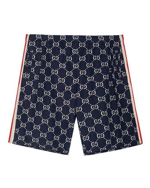 Gucci Blue Side Contrast Striped Jacquard Shorts For for men