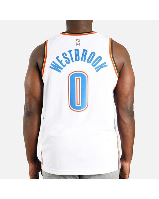 Nike Blue Nba Russell Westbrook Oklahoma City Thunder 2020/21 Association Edition Jersey #0 for men