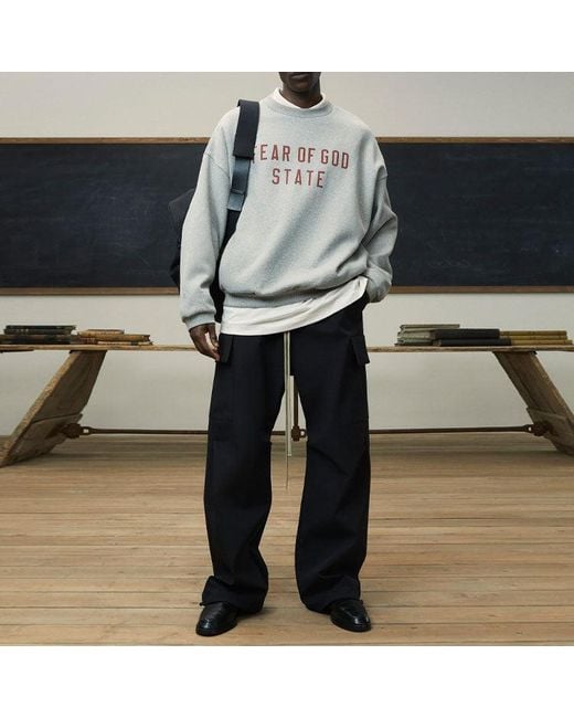 Fear Of God Gray Fleece Crewneck 'Dark Heather' for men