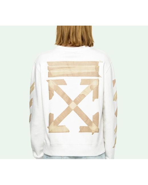 Off-White c/o Virgil Abloh White Tap Arrows Logo Long Sleeve Round Neck Sweater Tape for men