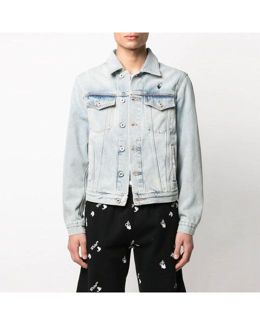 Off-White c/o Virgil Abloh Blue Ss21 Back Printing Denim Jacket for men