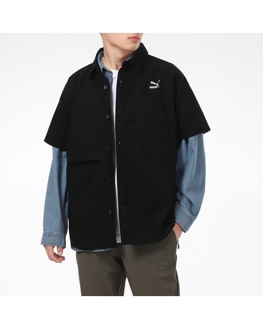 PUMA Black Classics Oversized Short Sleeve Polo Shirt for men