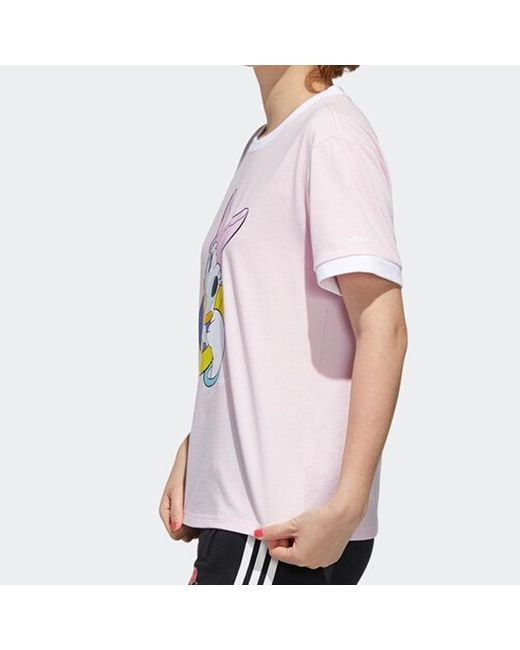 Adidas Pink (Wmns) Neo Dsny Cp Tee Disney Donald Duck Sports Short Sleeve