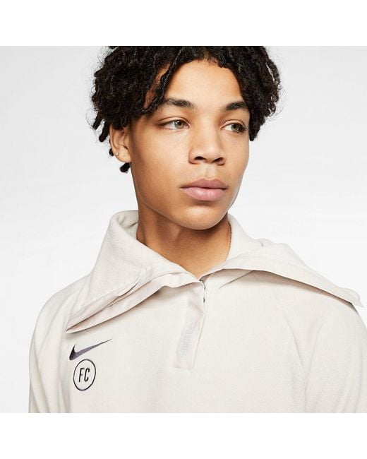 Nike White Fc Winter Drill Fleece 1/4Zip Jackets for men