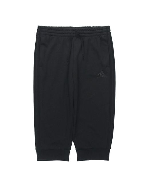 Adidas Black M 3S Ft Tc 34Pt Embroidered Logo Stripe Knit Bundle Feet Cropped Pants for men