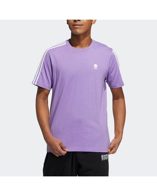 Adidas Purple Neo Essentials 3-stripes T-shirts for men
