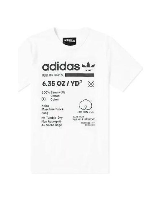 Adidas White Originals Alphabet Printing Round Neck Short Sleeve for men