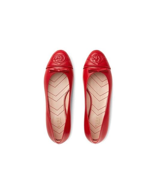Gucci Red (Wmns) Ballet Flat With Double G Leather