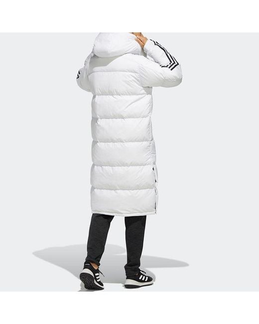 Adidas Blue 3St Long Parka Stay Warm Solid Color Mid-Length Hooded Down Jacket for men