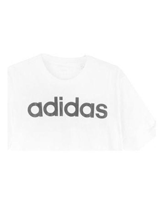 Adidas White Letter Logo Applique Sports Short-Sleeve Tee for men