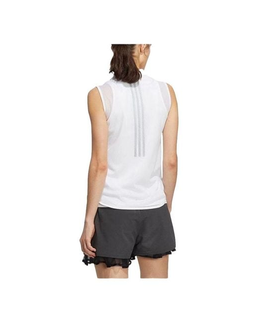 Adidas White (Wmns) Statement Heat.Rdy Mesh Sleeveless Polo Shirt