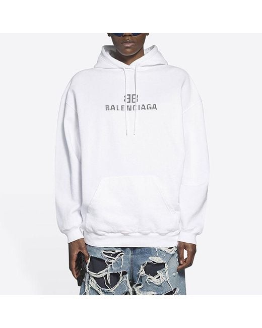 Balenciaga Bb Pixel Medium Fit Hoodie in White | Lyst UK