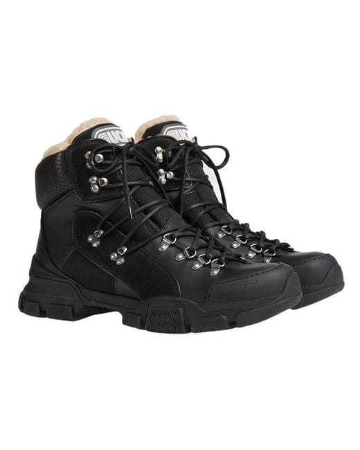 Gucci Black Flashtrek High-Top With Wool for men