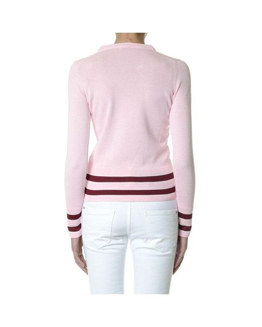 KENZO Pink (Wmns) Tiger Embroidered Round Neck Long Sleeves Pullover Hoodie
