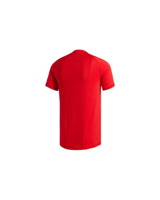 Adidas Red Training Sports Round Neck Pullover Short Sleeve for men