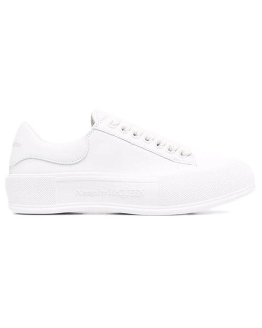 McQueen White (Wmns) Deck Plimsoll Lace-Up Sneakers