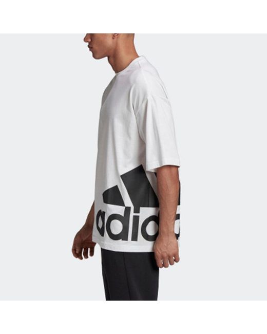 Adidas White M Mh Boxbos Tee Side Large Logo Short Sleeve for men