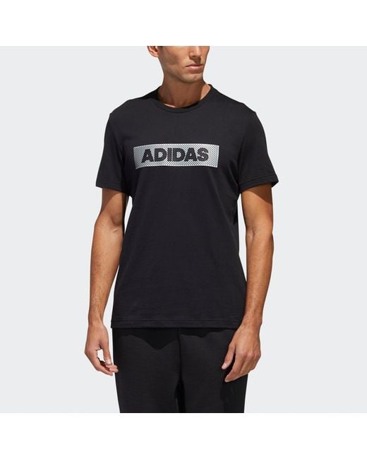Adidas Black M Gfx T Lng Box Logo Printing Sports Round Neck Short Sleeve for men