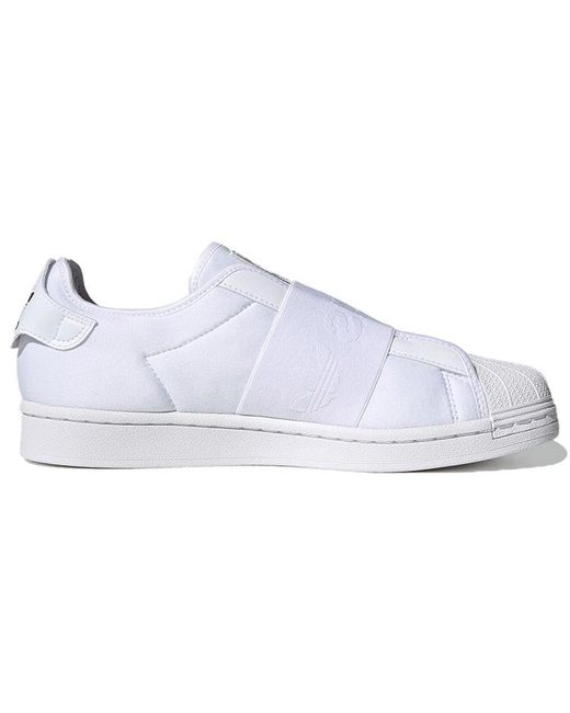 Adidas White Superstar Slip-On Shoes Metallic' for men