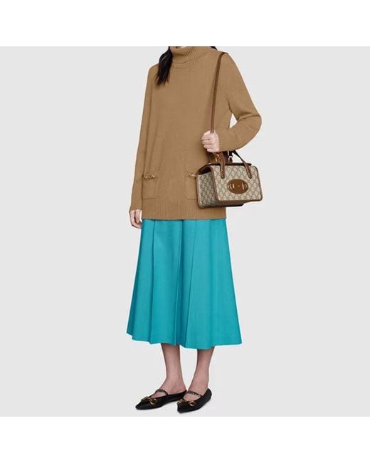 Gucci Brown (Wmns) Canvas Horsebit 1955 Old Flower Logo Single-Shoulder Bag Mini