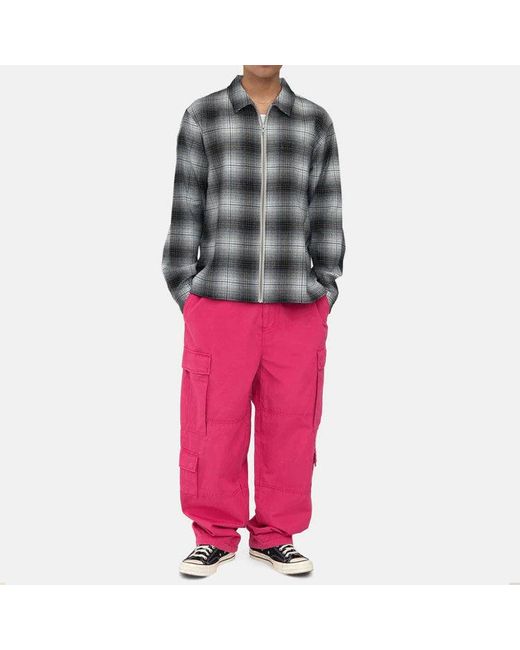 Stussy Paul Shadow Plaid Zip Shirt in Grey for Men | Lyst UK