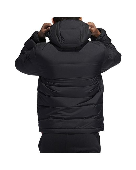 Adidas Blue Casual Printing Hooded Stay Warm Windproof Sports Down Jacket for men