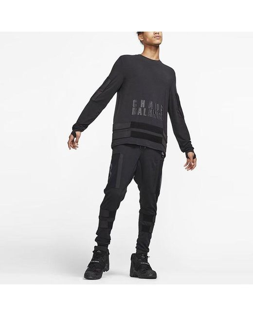 Nike Black Printing Splicing Sports Round Neck Pullover for men