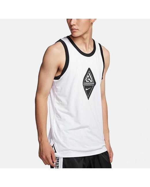 Nike White Giannis Alphabet Basketball Sleeveless Vest for men