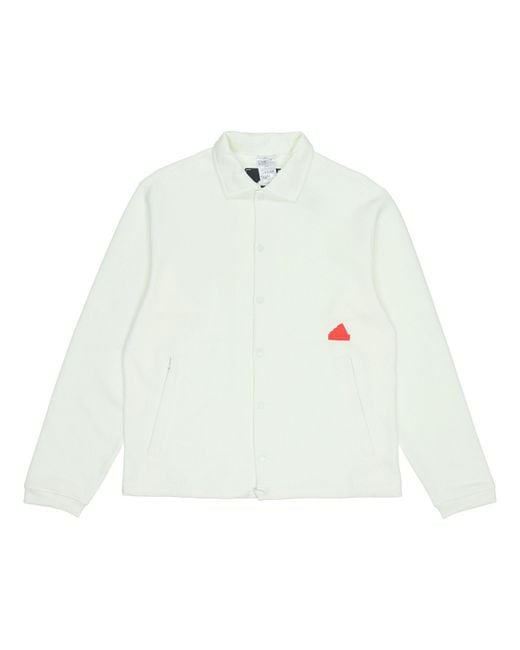 Adidas White Solid Color Logo Single Breasted Lapel Long Sleeves Jacket for men