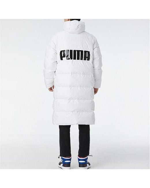 PUMA White Long Oversized Down Jacket for men