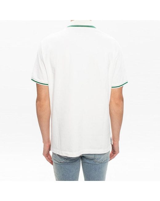 Gucci White Web Logo Cotton Polo for men