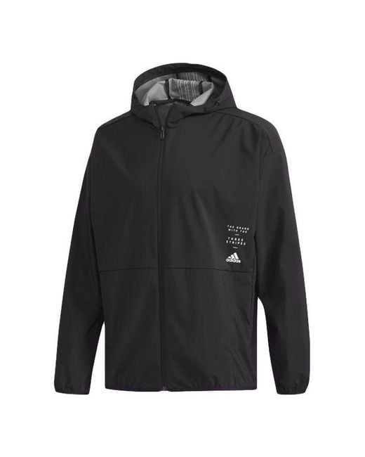 Adidas Blue M Id Trvl Wv Jk Windproof Sports Hooded Jacket for men