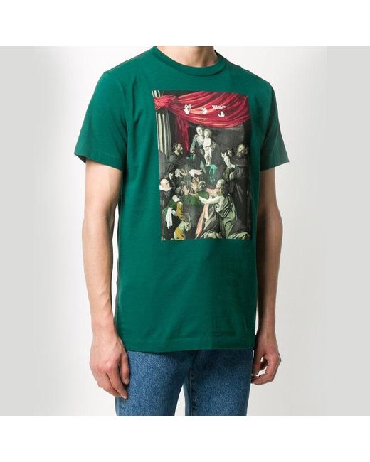 Off-White c/o Virgil Abloh Green Caravaggio Painting T-Shirt for men