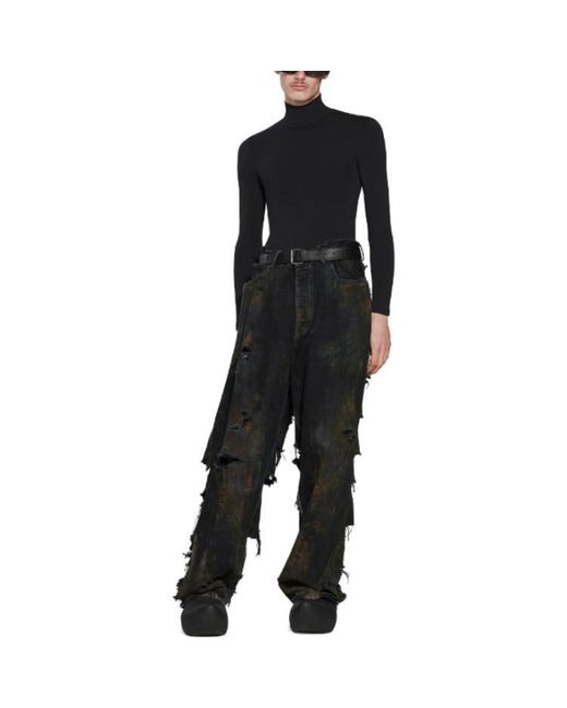 Balenciaga Black Super Destroyed Baggy Pants for men