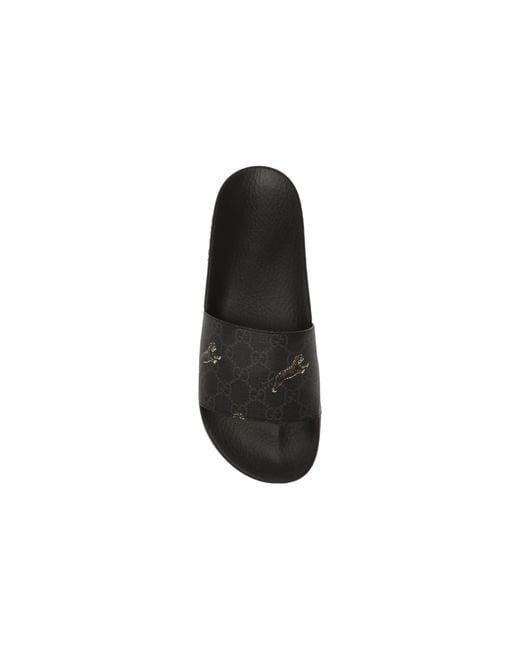 Gucci Black Gg Supreme Slide 'Tiger' for men