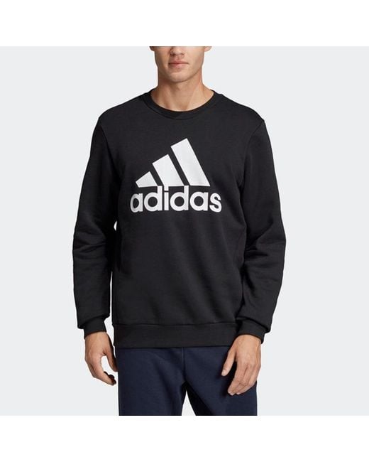 Adidas Blue Fleece Lined Stay Warm Athleisure Casual Sports Pullover Round Neck for men