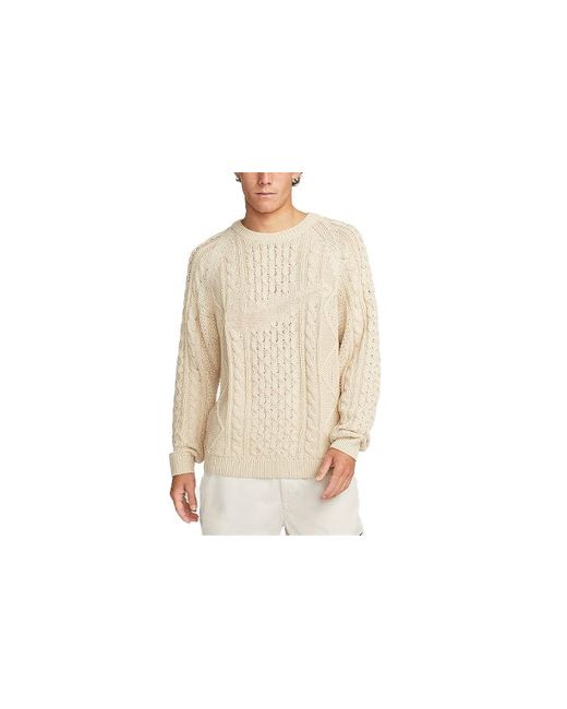 Nike Natural Solid Color Round Neck Knit Long Sleeves Wool Sweater Yellow for men