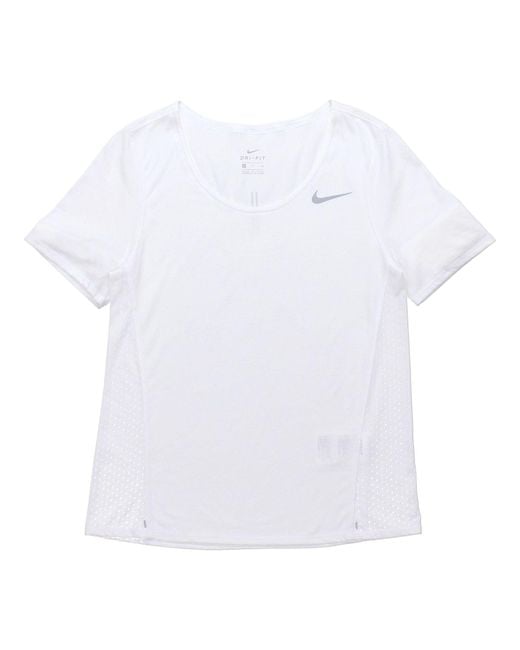 Nike White (Wmns) City Sleek Dri-Fit Quick Dry Running Short Sleeve