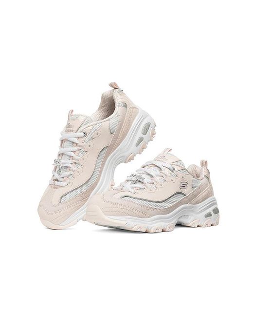 Skechers White (Wmns) D'Lites 1.0 Running Shoes