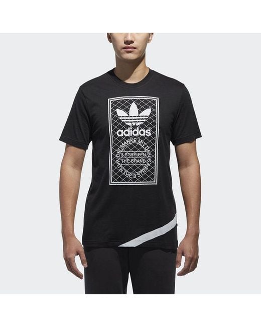 Adidas Black Originals Mesh Logo Printing Sports Round Neck Short Sleeve for men