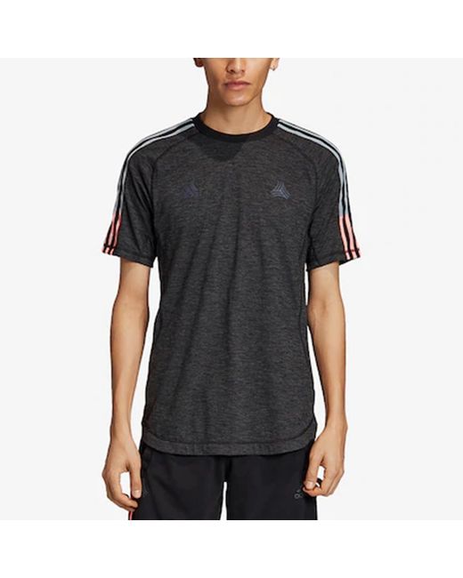 Adidas Black Tan Tec Tee 2 Soccer/Football Training Breathable Sports Short Sleeve for men