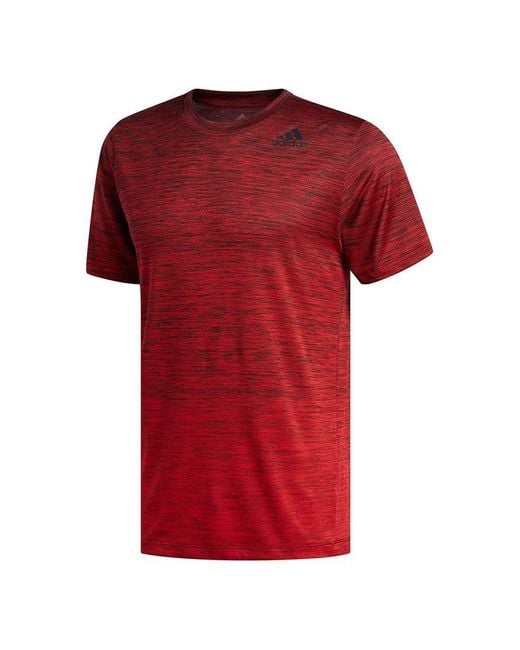 Adidas Red Gradient Tee Casual Sports Breathable Round Neck Short Sleeve for men