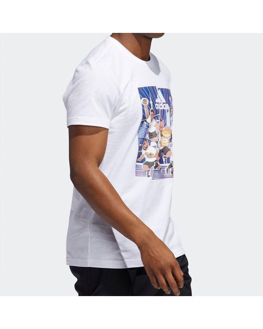 Adidas Blue Basketball Cartoon Printing Short Sleeve for men